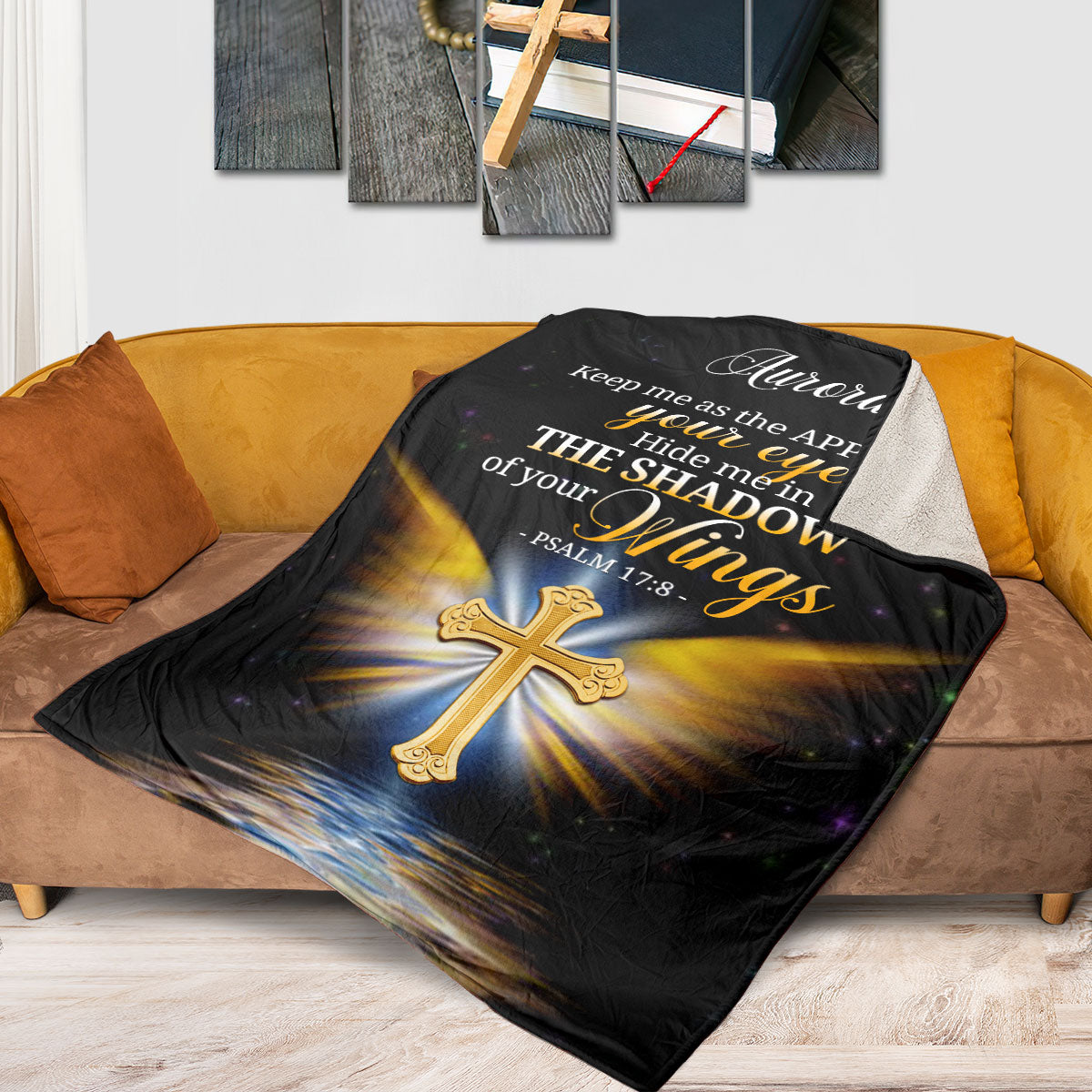 Jesuspirit | Psalm 17:8 | Hide Me In The Shadow Of Your Wings | Religious Gifts For Christian People | Personalized Fleece Blanket FBH779