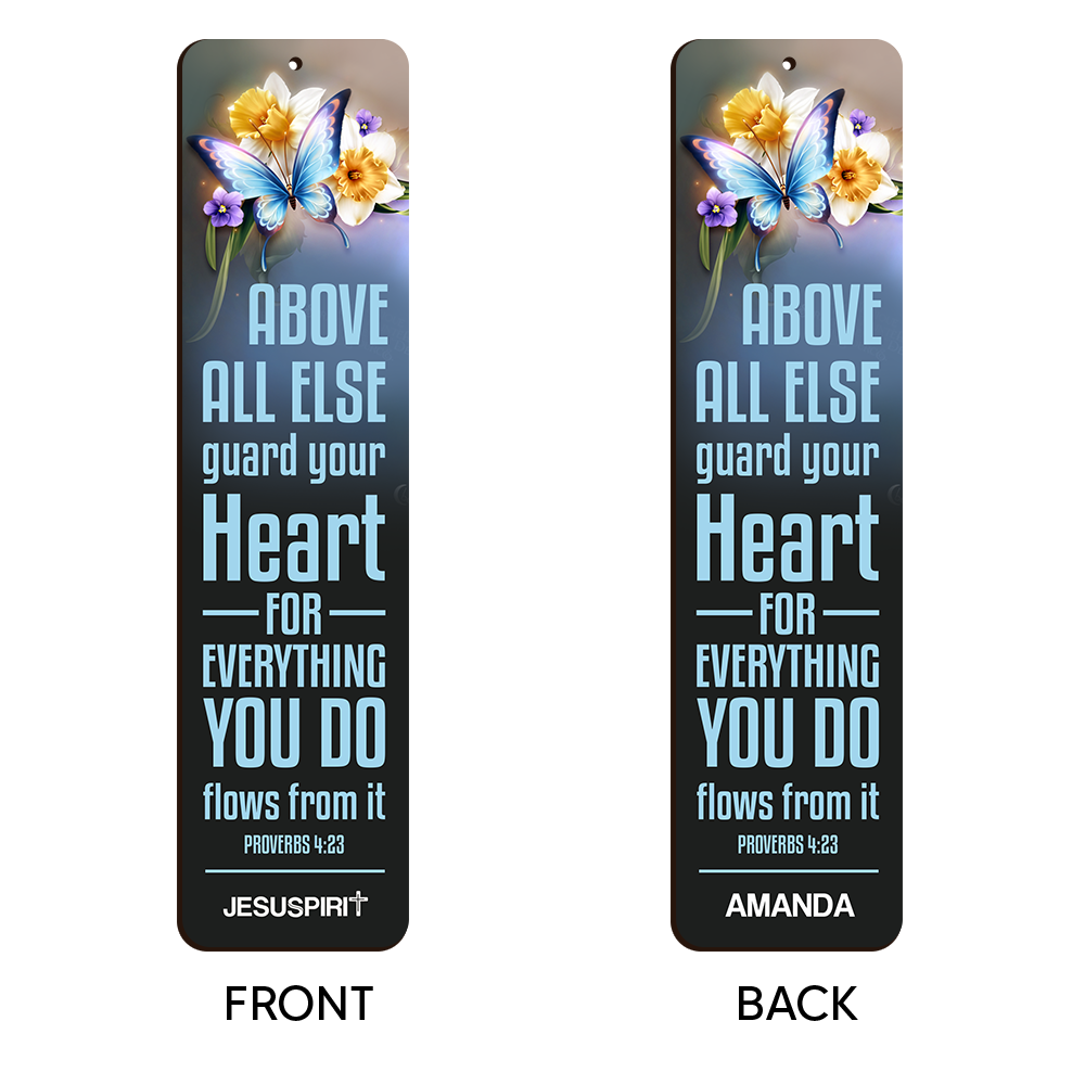 Personalized Wooden Bookmarks - Guard Your Heart HN29