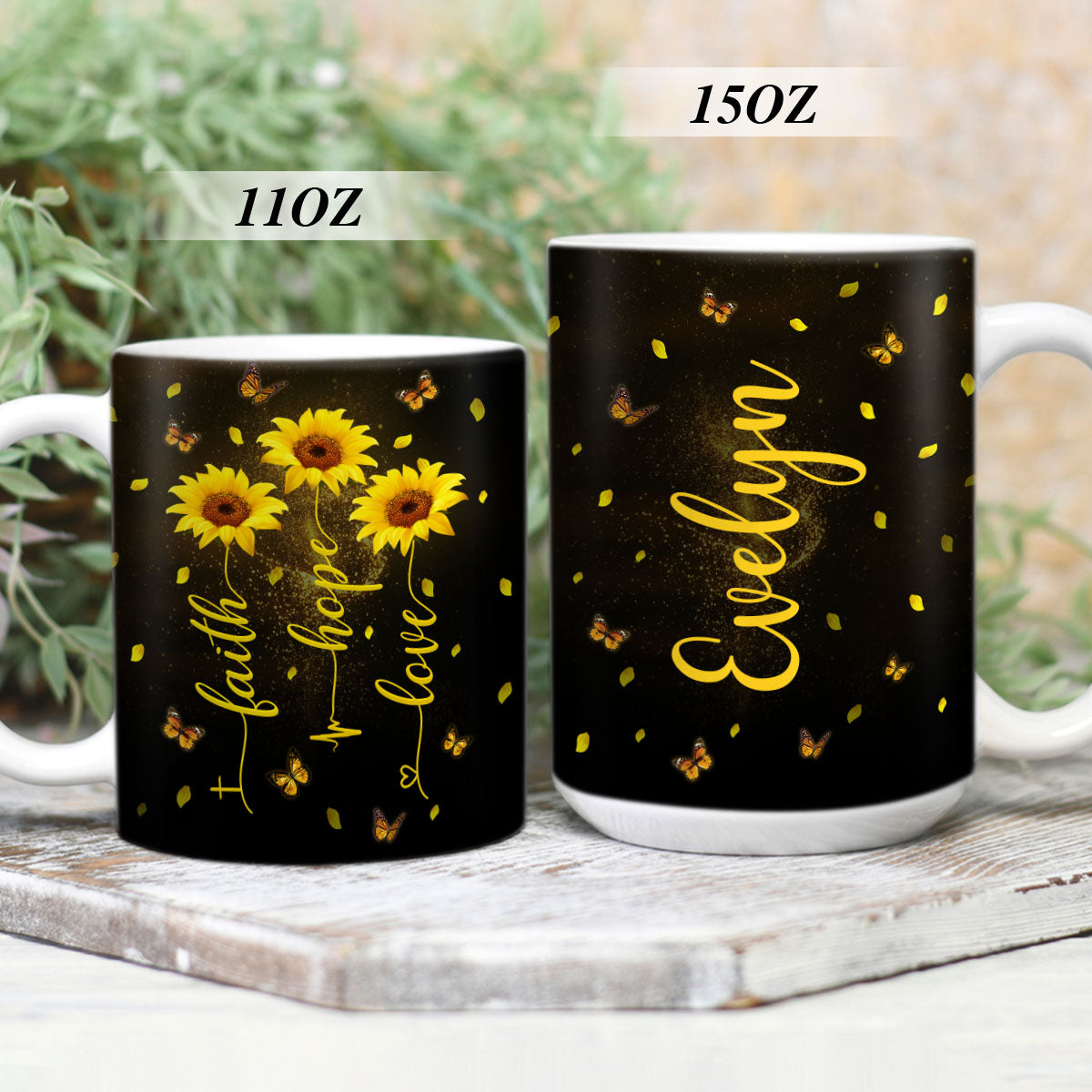 Adorable Personalized Sunflower White Ceramic Mug - Have Faith In God HHN210A