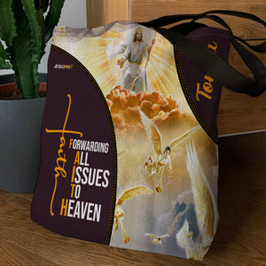 Jesuspirit | Religious Gift For Christian People | Personalized Jesus Tote Bag | Forwarding All Issues To Heaven TBM20