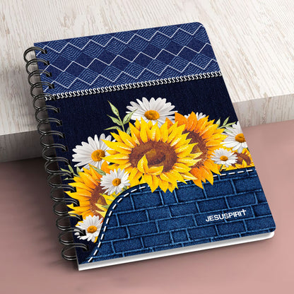 Jesuspirit | Christian Spiritual Gifts For Friends | Personalized Sunflower Spiral Journal | Faith Over Fear SJHN674