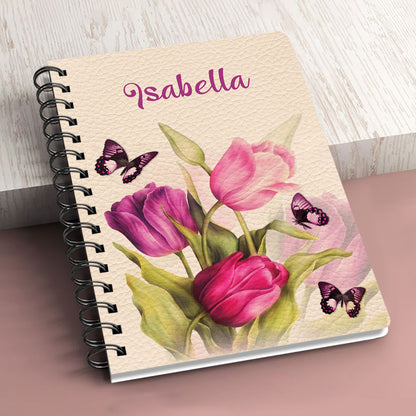 Jesuspirit | Beautiful Personalized Spiral Journal | Scripture Gifts For Christian Friends | Tulip And Butterfly SJHN654