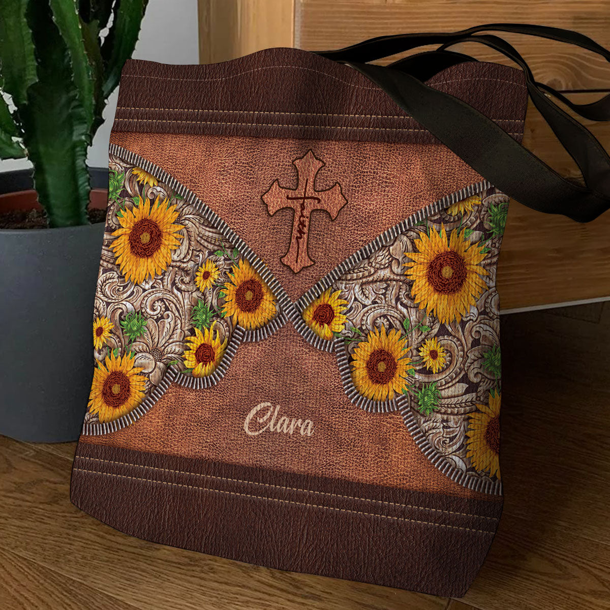 Pretty Personalized Sunflower Tote Bag NM148