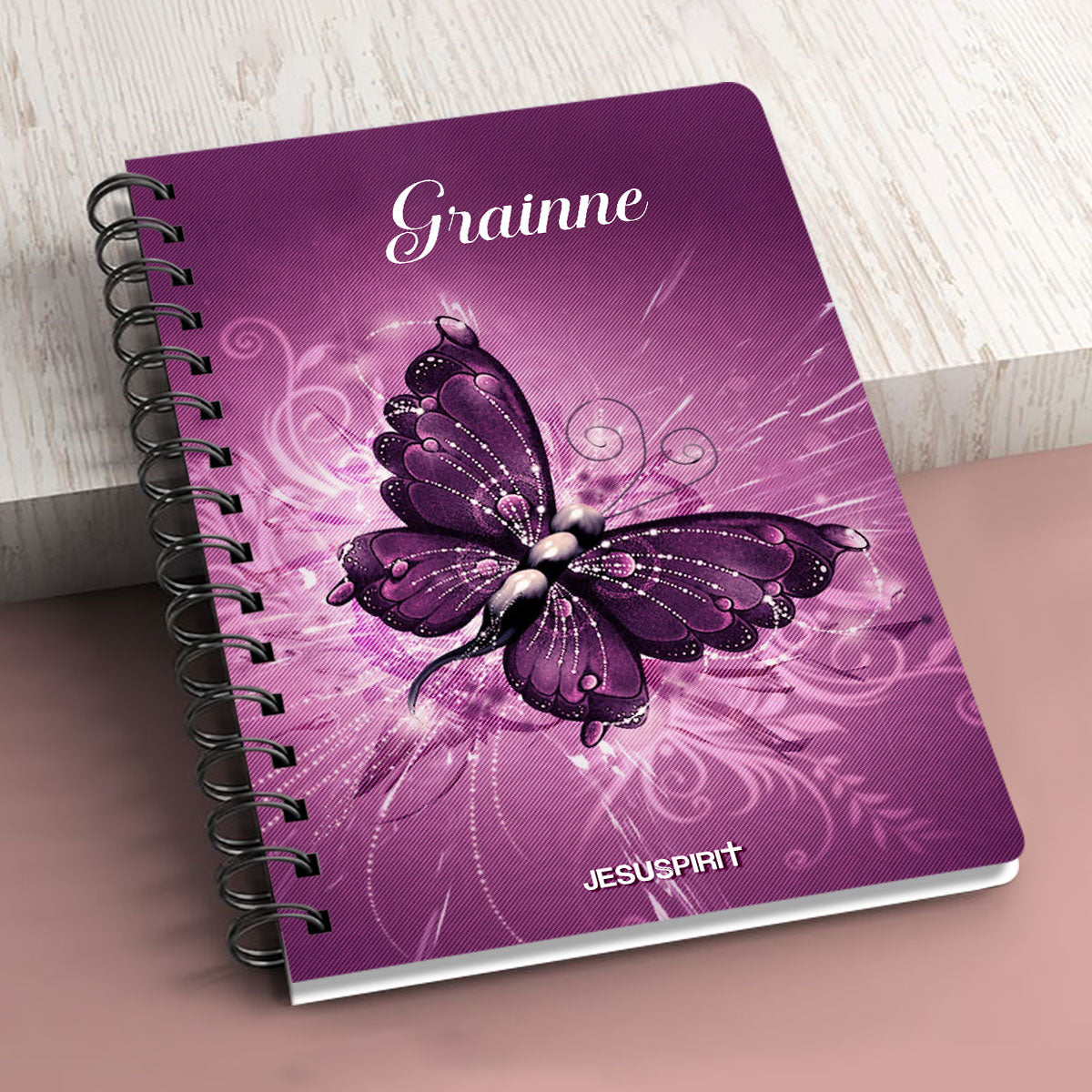 Jesuspirit | Scripture Gifts For Church Members | Romans 15:13 | Personalized Purple Butterfly Spiral Journal SJH729