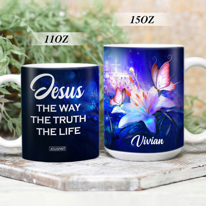 Adorable Personalized White Ceramic Mug - Jesus The Way The Truth The Life H13