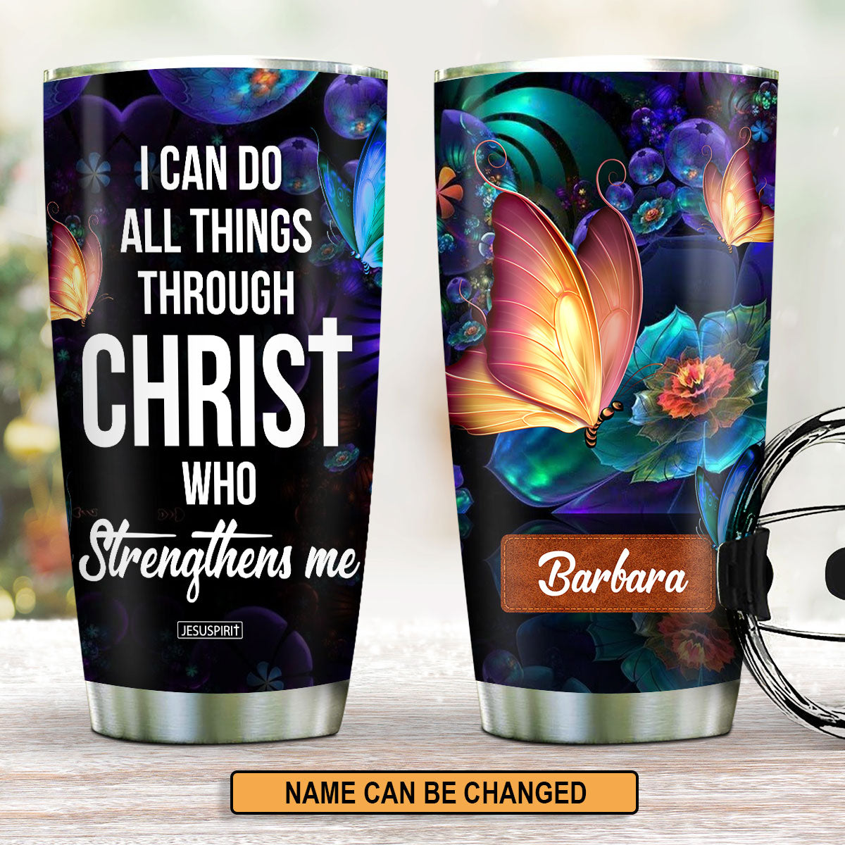 Personalized Stainless Steel Tumbler 20oz - I Can Do All Things Through Christ NUH275