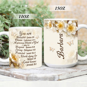 Pretty Personalized Flower White Ceramic Mug - You Are Forgiven NUHN353