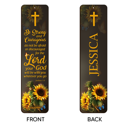 Meaningful Personalized Wooden Bookmarks - Be Strong And Courageous HN30