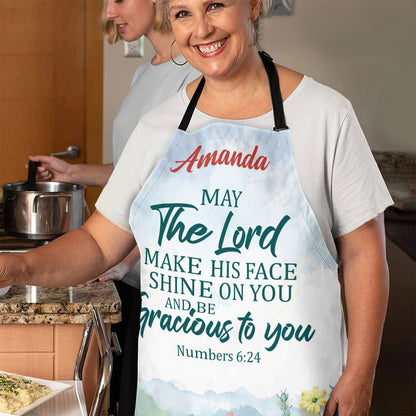 Jesuspirit | May The Lord Make His Face Shine On You | Numbers 6:24 | Personalized Flower Apron With Neck Strap APRM653