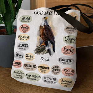 Jesuspirit | What God Says About You | Personalized Animal Tote Bag | Unique Christian Sister Gifts TBH740