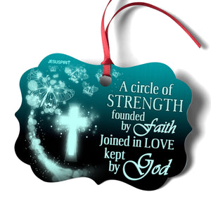 Jesuspirit | A Circle Of Strength | Christian Christmas Decorations Gifts Ideas For Family | Cross And Butterfly | Aluminium Ornament AOHN689