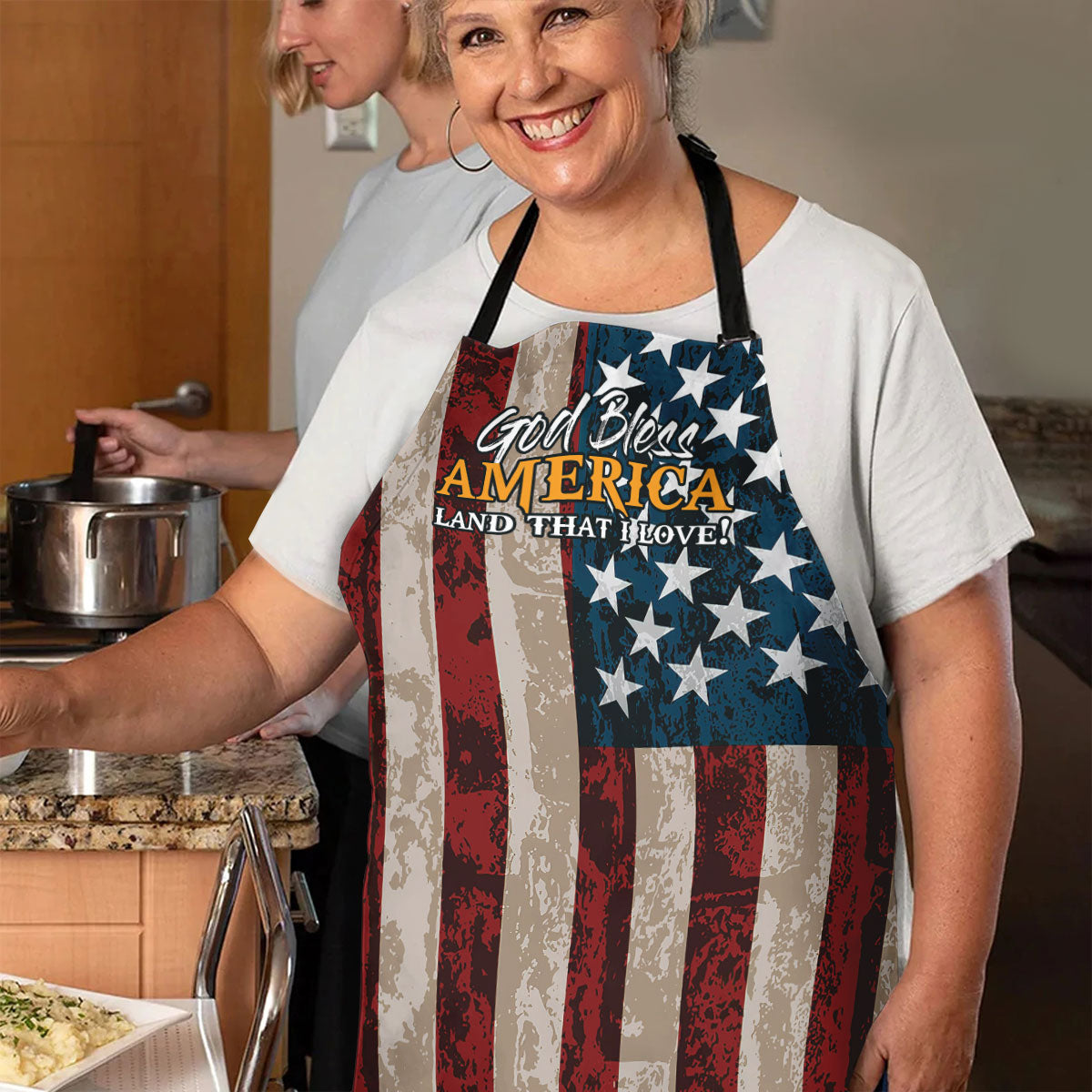 Jesuspirit | God Bless America | Inspirational Gift For Christians | Apron With Tie Back Closure HN115