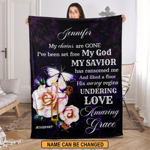 Jesuspirit | My God My Savior | Meaningful Personalized Fleece Blanket | Rose And Cross FBHN620
