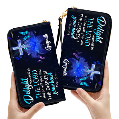 Jesuspirit | Personalized Clutch Purse | Psalm 37:4 | Delight Yourself In The Lord H39