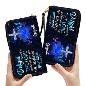 Jesuspirit | Personalized Clutch Purse | Psalm 37:4 | Delight Yourself In The Lord H39