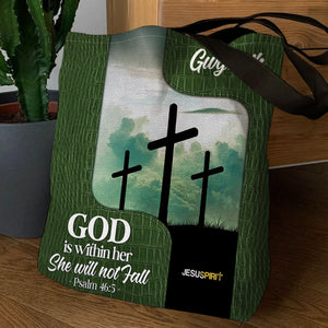 Jesuspirit | Psalm 46:5 | God Is Within Her, She Will Not Fall | Christ Spiritual Gifts For Religious Women | Personalized Tote Bag TBH784