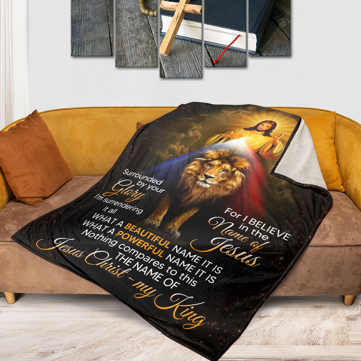 Jesuspirit | Spiritual Gift Of Faith For Christian People | For The Name Of Jesus Christ - My King | Lion And Jesus | Unique Fleece Blanket FBH799