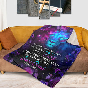 Jesuspirit | Lion And Rose | Shining Cross Fleece Blanket | Romans 5:1 | We Have Peace With God FBH623