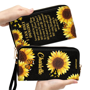 Jesuspirit | Personalized Sunflower Leather Clutch Purse | Christian Gifts For Religious Women | I Can Only Imagine CPHN153B