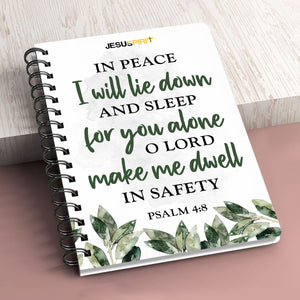 Jesuspirit Cross Spiral Journal | Psalm 4:8 | Spiritual Gifts For Christian Friends | Lord, Make Me Dwell In Safety SJHN649