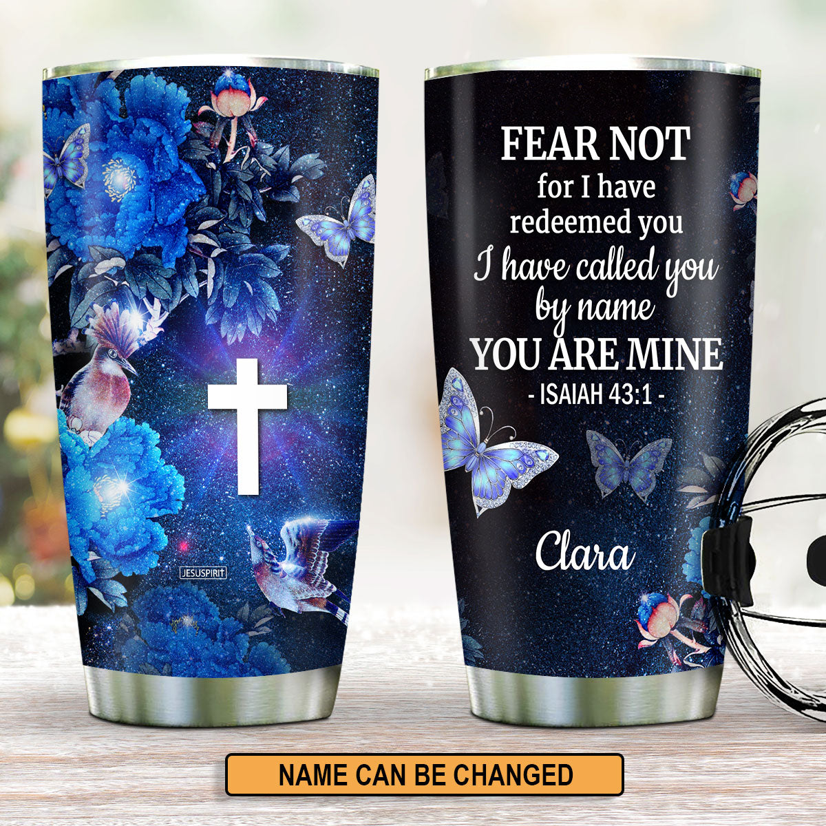 Lovely Personalized Floral Cross Stainless Steel Tumbler 20oz - I Can -  Jesuspirit