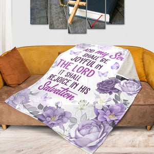 Jesuspirit Fleece Blanket | Flower And Butterfly | Psalm 35:9 | My Soul Shall Be Joyful In The Lord FBH620