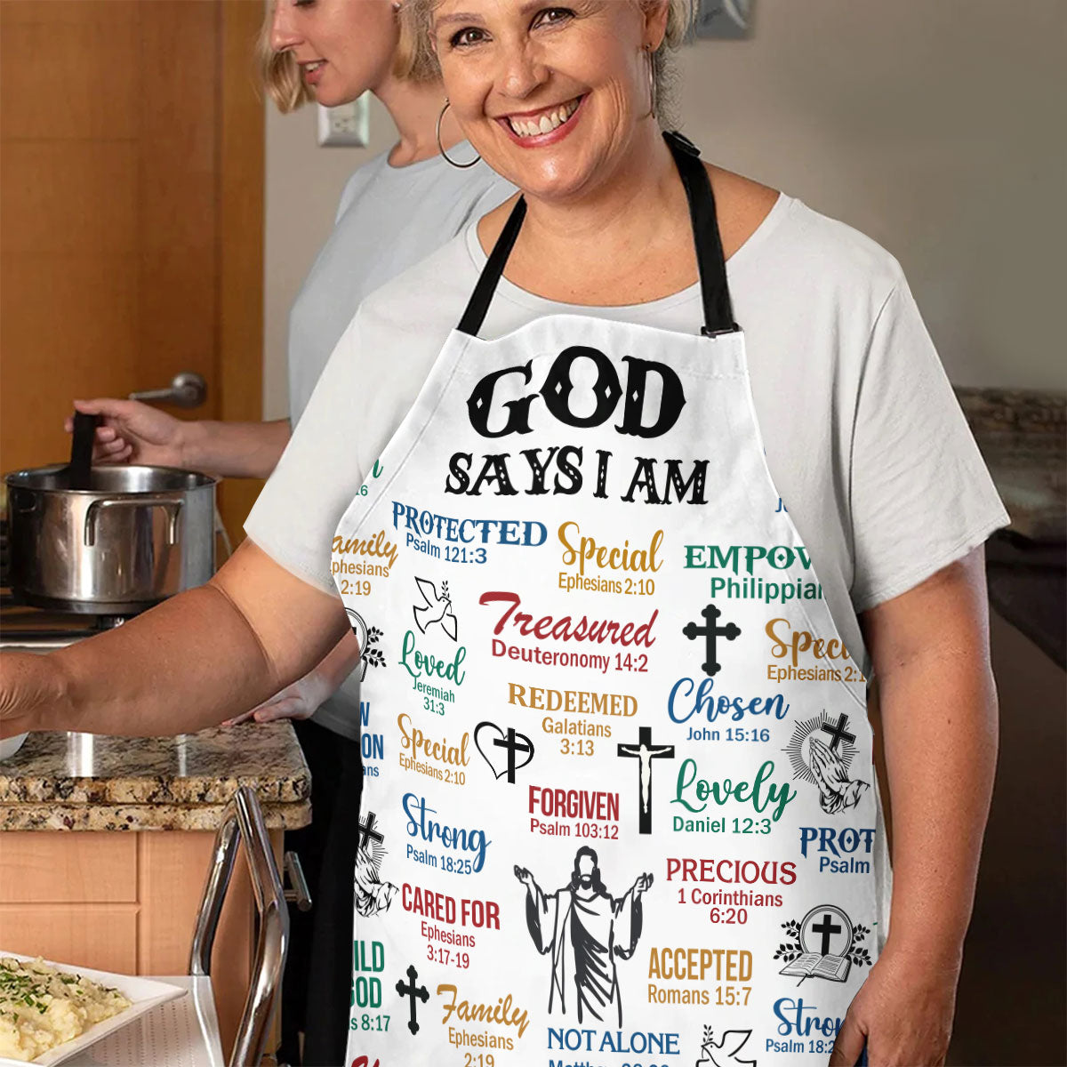 Jesuspirit | What God Says About You | Scripture Bible Verse Gifts For Christians | Personalized Apron With Neck Strap APRH742