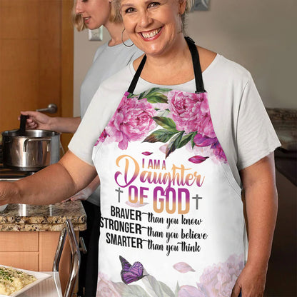 Jesuspirit | Useful Gift For Christian Women | Apron With Tie Back | I Am A Daughter Of God | Flower & Butterfly AHM28