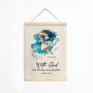 Matthew 19:26 | Jesuspirit Personalized Magnetic Canvas Frame | Inspirational Gift For Worship Leaders | With God All Things Are Possible MCFM08