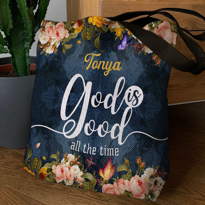 Jesuspirit | God Is Good All The Time | Flower And Butterfly | Personalized Tote Bag M14