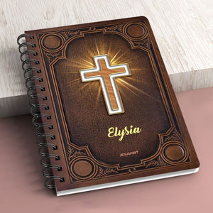 Jesuspirit | Personalized Shining Cross Spiral Journal | Philippians 4:19 | Religious Gifts For Christian People SJH723