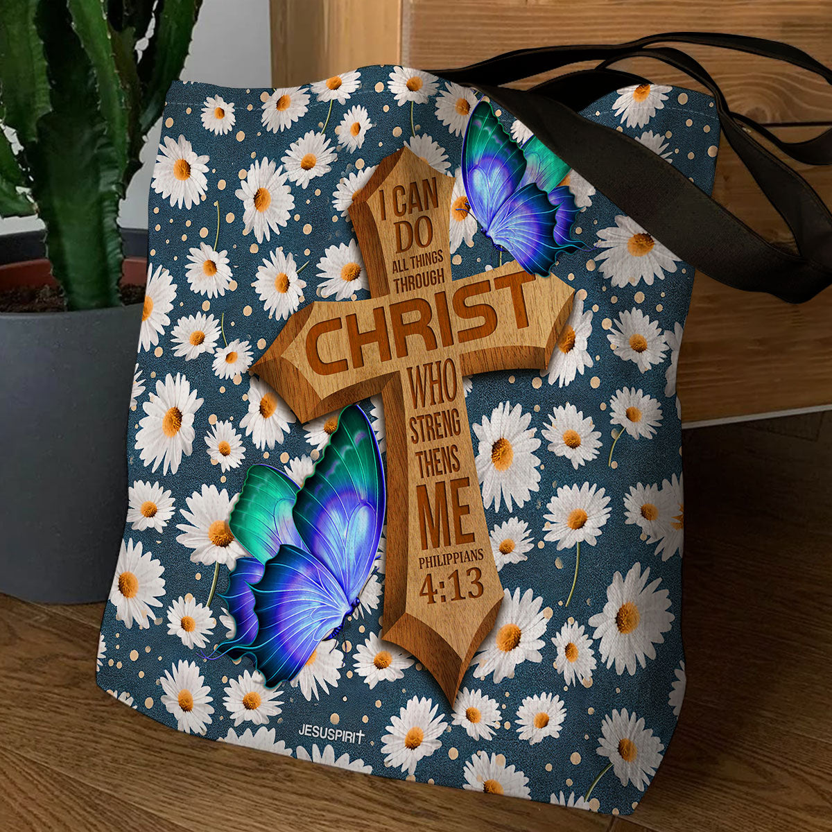 Jesuspirit Tote Bag | Motivational Christian Gifts For Religious Women |  I Can Do All Things Through Christ | Philippians 4:13 TBH782