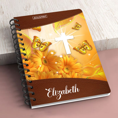 The Word Of God - Lovely Personalized Flower Spiral Journal I05