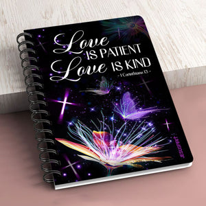 Jesuspirit Spiral Journal | Love Is Patient | 1 Corinthians 13 | Inspirational Gifts For Christians | Cross And Dandelion SJHN650