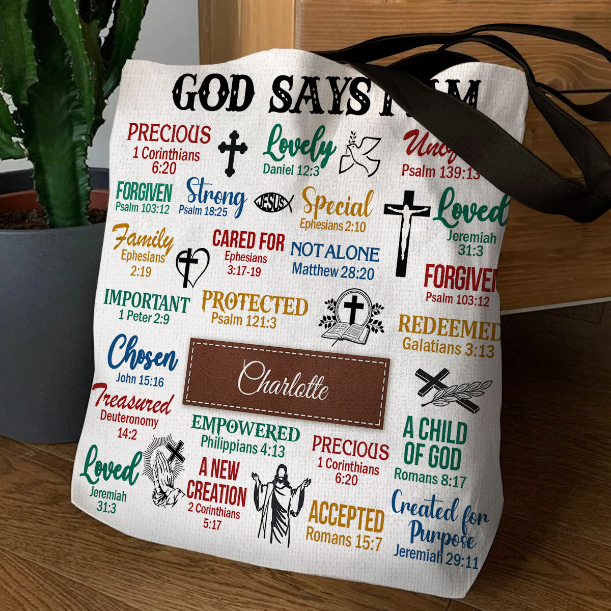 Jesuspirit | Christian Gifts For Religious Woman | What God Says About You | Meaningful Personalized Tote Bag TBH742