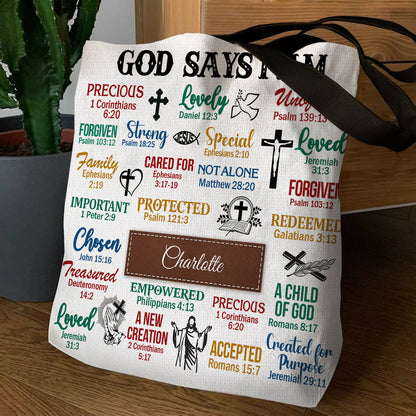 Jesuspirit | Christian Gifts For Religious Woman | What God Says About You | Meaningful Personalized Tote Bag TBH742