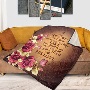 Jesuspirit | Inspiration Gift For Women | Roses Fleece Blanket | May The Lord Bless You FBH609