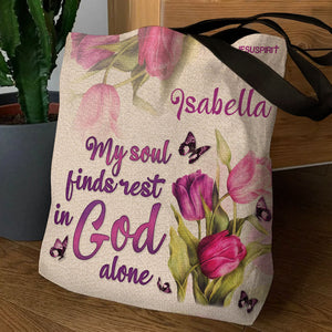 Jesuspirit | Gorgeous Personalized Tote Bag | Religious Gift For Christian Women | Tulip And Butterfly TBHN654