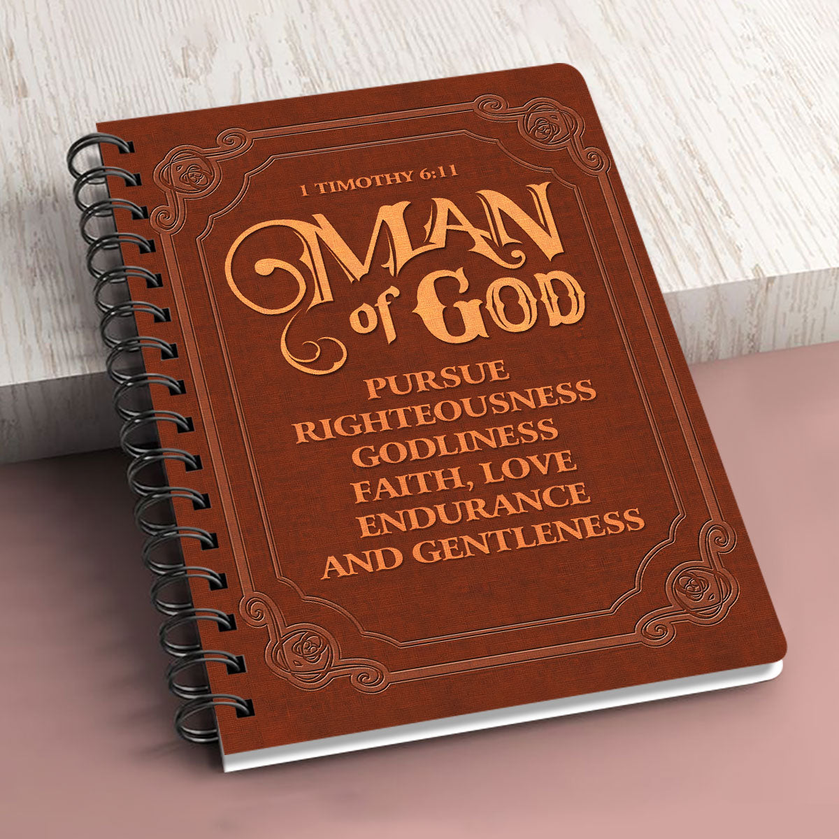 Jesuspirit | Beautiful Cross Spiral Journal | Man Of God | 1 Timothy 6:11 | Inspirational Gifts For Christian Men SJH719