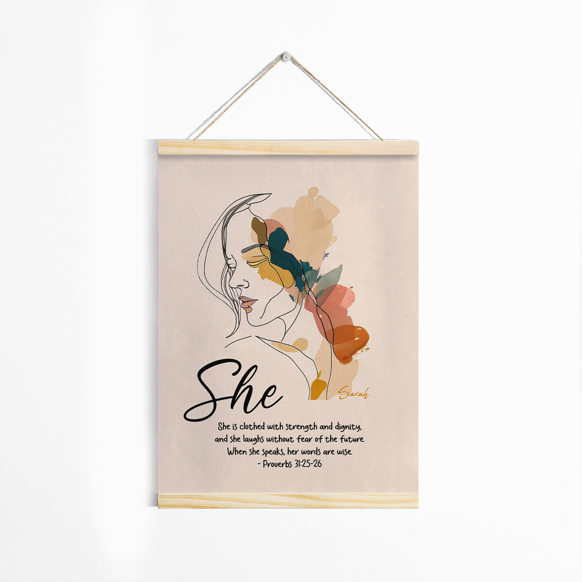 Proverbs 31:25-26 | Jesuspirit Personalized Magnetic Canvas Frame | Gift For Religious Friends | When She Speaks, Her Words Are Wise MCFHN26
