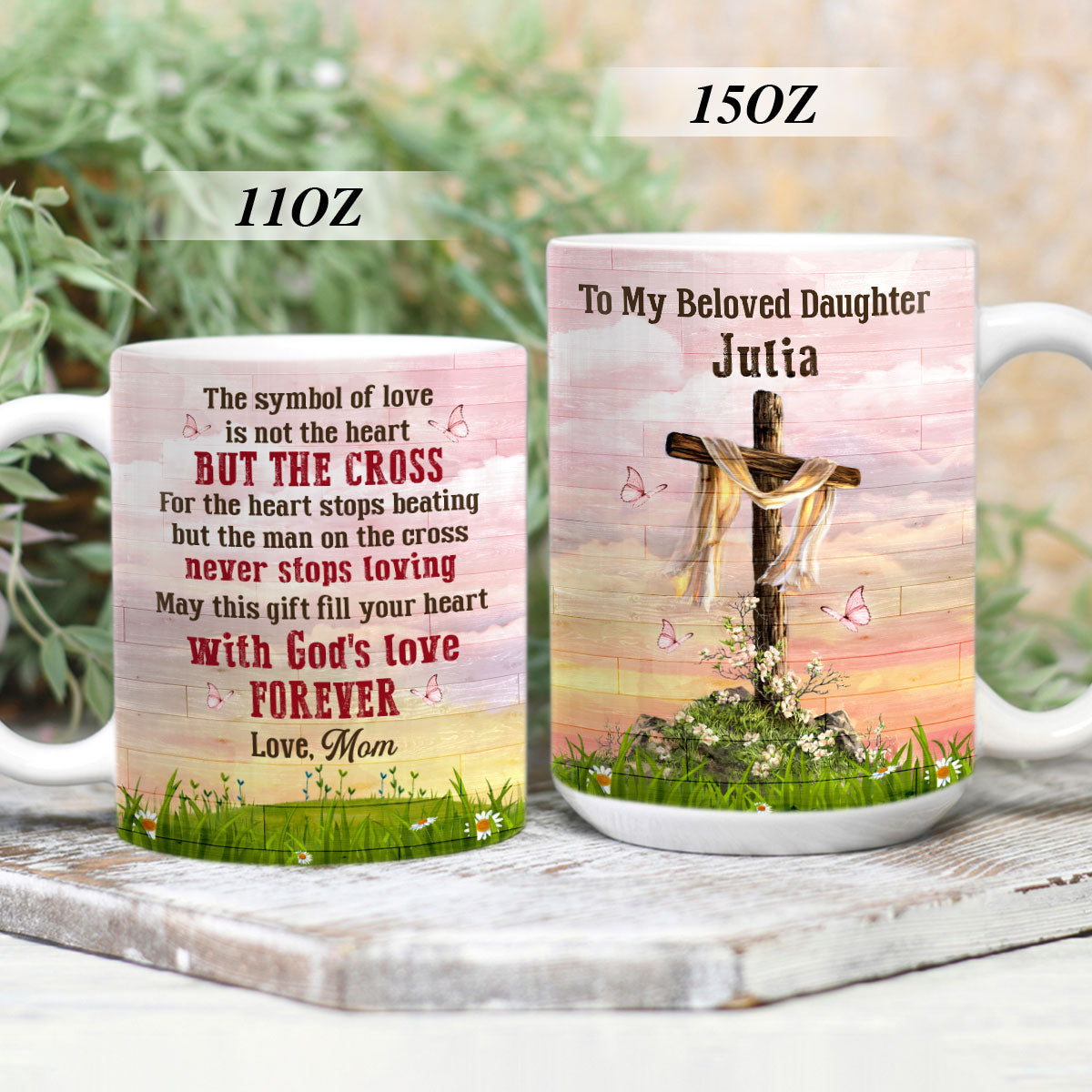 May This Gift Fill Your Heart With God’s Love Forever - Beautiful Cross White Ceramic Mug HIHN172