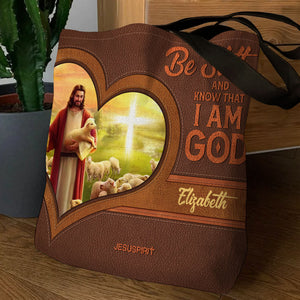 Jesuspirit | Religious Gifts For Christian Women | Psalm 46:10 | Be Still And Know That I Am God | Personalized Tote Bag TBH772