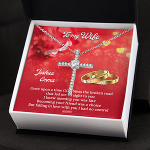 Beautiful Personalized CZ Cross For Wife - Meeting You Was Fate NUH420