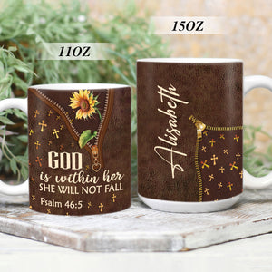 Special Personalized Sunflower White Ceramic Mug - God Is Within Her NM141A