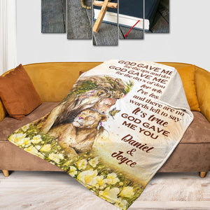 Jesuspirit | Personalized Lion Fleece Blanket | God Gave Me You | Must-Have Item For Couple FBH610