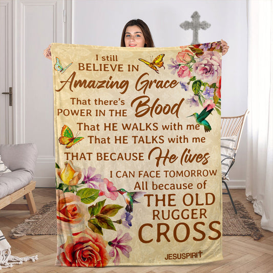 Jesuspirit | Rose And Butterfly | I Still Believe In Amazing Grace | Beautiful Fleece Blanket For Christians FBHN615