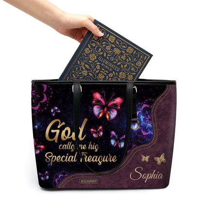 God Calls You His Special Treasure - Beautiful Personalized Large Leather Tote Bag AHN234