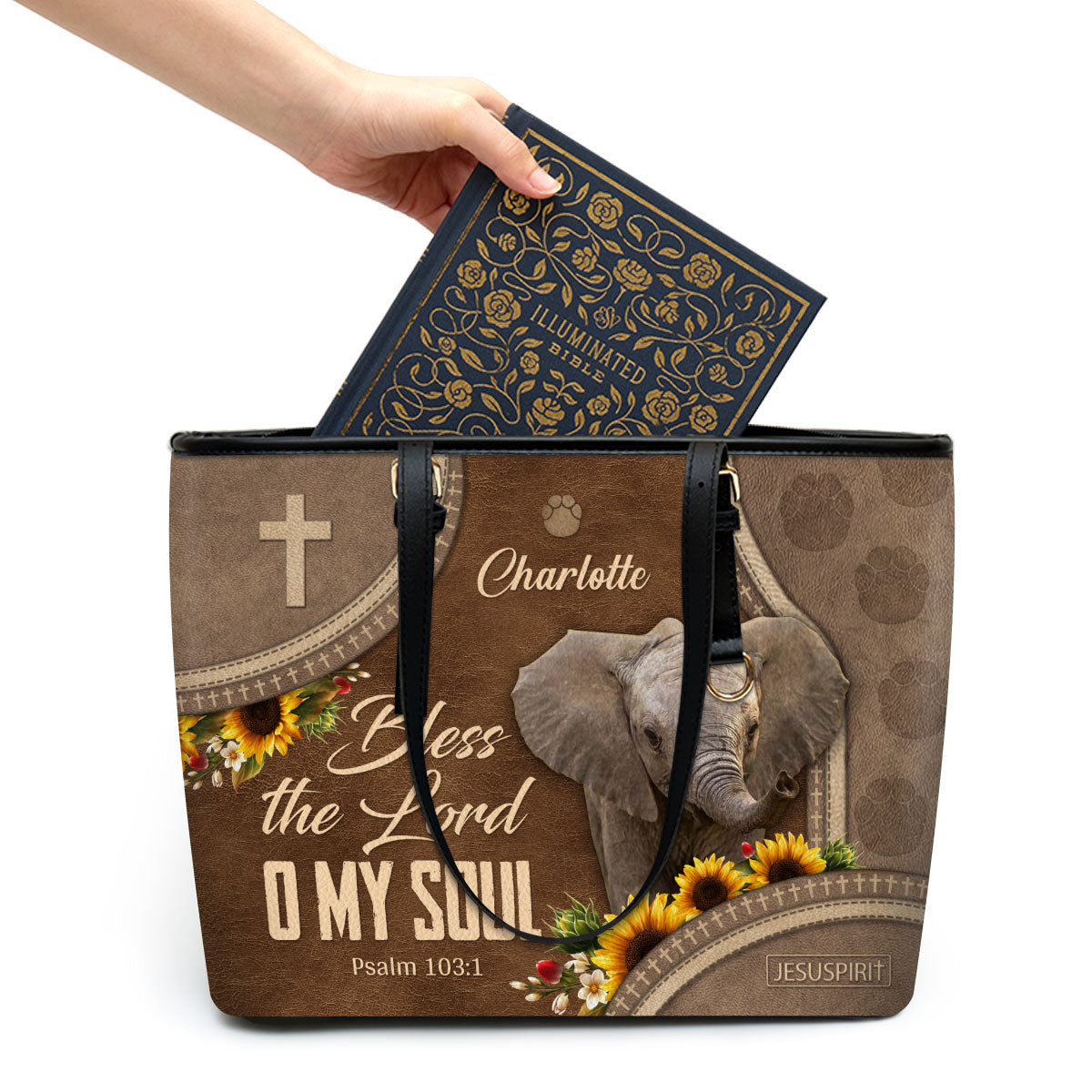 Bless The Lord O My Soul - Beautiful Personalized Large Leather Tote Bag HN15