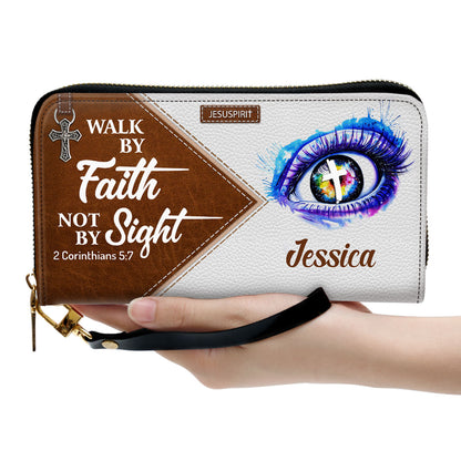 Personalized Christian Clutch Purse - Walk By Faith, Not By Sight NUH293