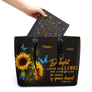 Delight Yourself In The Lord - Special Personalized Large Leather Tote Bag NUH437